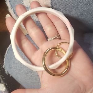 Bracelet keychain pink, grey & white marble